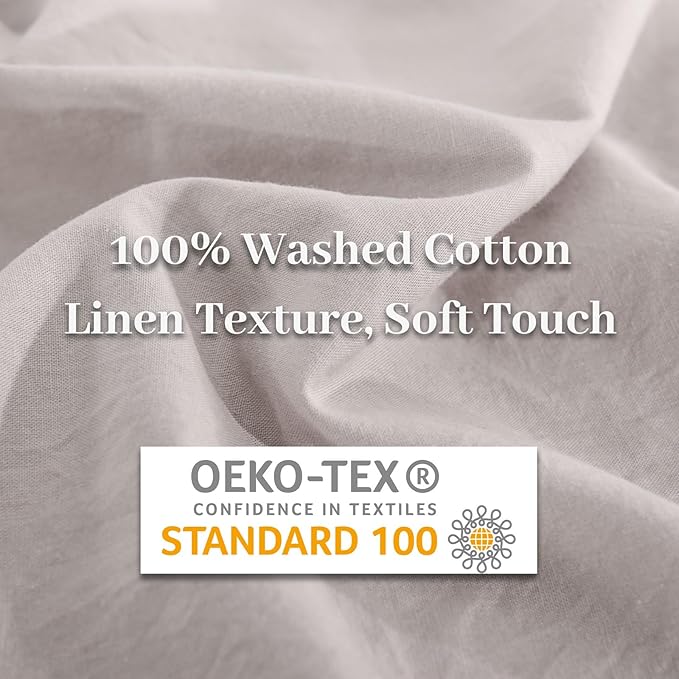 NEXHOME PRO Duvet Cover Queen Size, 100% Washed Cotton Orgnic Linen Like - Image 6