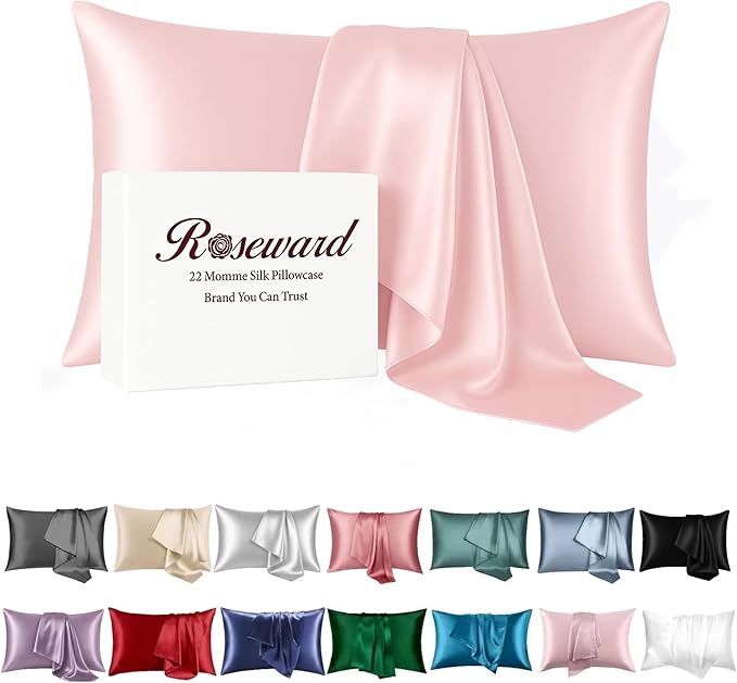 Oeko-TEX Certified Pink Silk Pillowcase by ROSEWARD