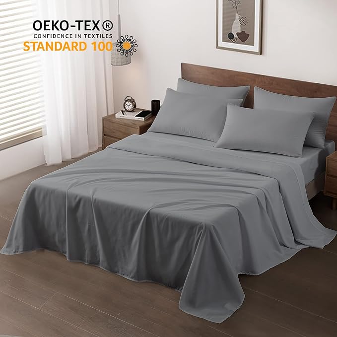 Maple&Stone King Flat Sheet 6 Pack, Premium Soft & Breathable, Brushed - Image 2