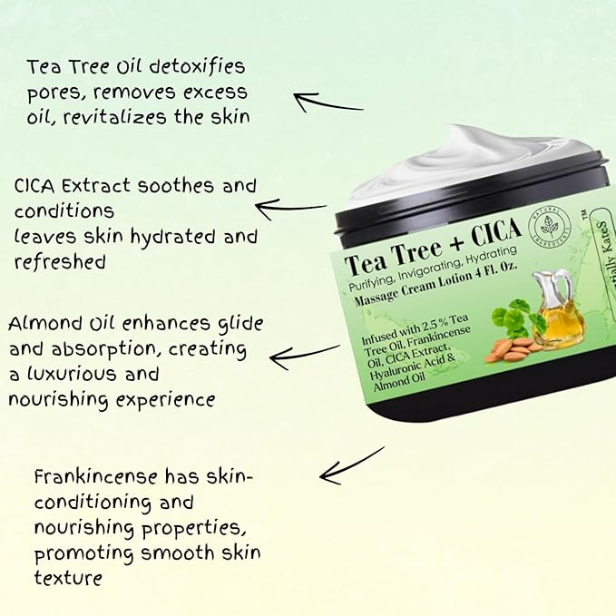 Essentially KateS Tea Tree 2.5% Body Cream Massage Lotions 4 oz, Infused - Image 5