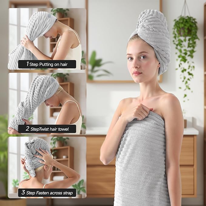 REDKISS Gray Bath Towels Set 8 Piece - Image 4