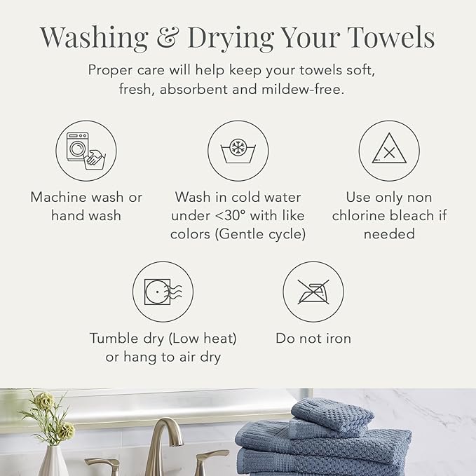 NY Loft 100% Cotton 4 Pack Bath Towel Set| Navy Bath Towels | Super Soft & - Image 8