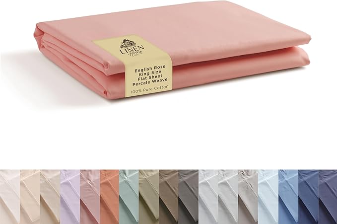 Linen Home 100% Cotton Percale 1 Flat Sheet, King Size by LINENHOME