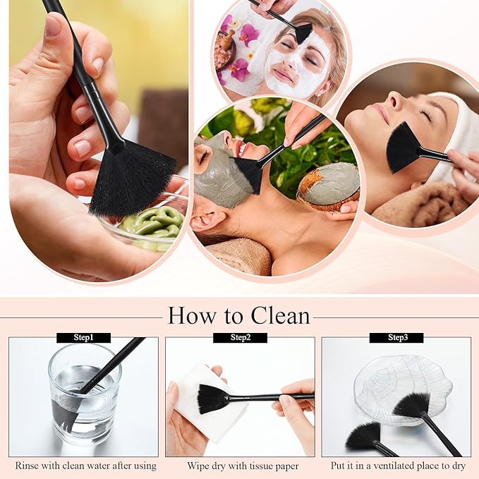 9 Pieces Facial Fan Mask Brushes, Soft Facial Applicator Brushes Tools - Image 6