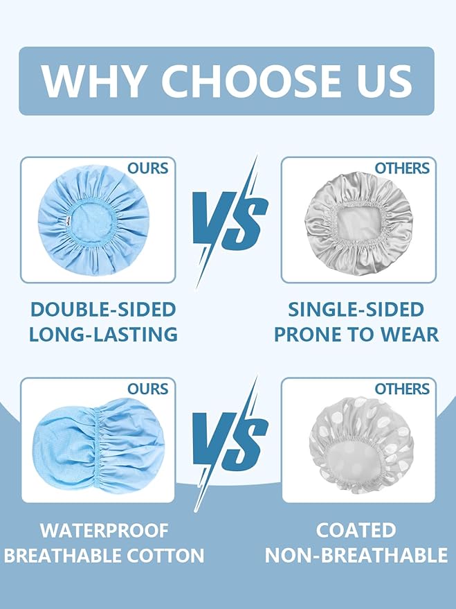 Years calm Shower Caps for Women Reusable Waterproof, Double Layer Waterproof - Image 4