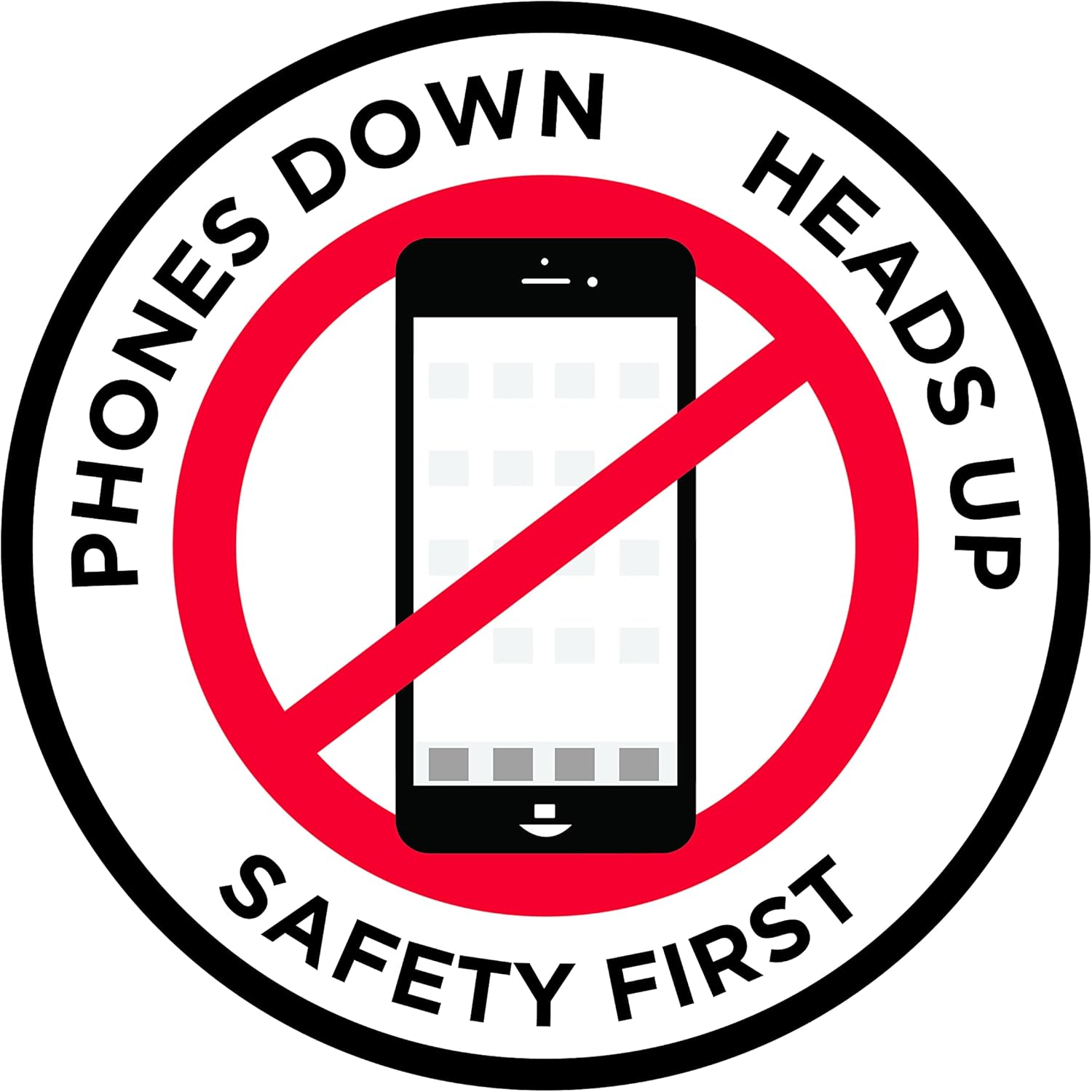"Phones Down Heads Up" Safety Sign - Laminated Adhesive Floor Signs by Graphical Warehouse (12)