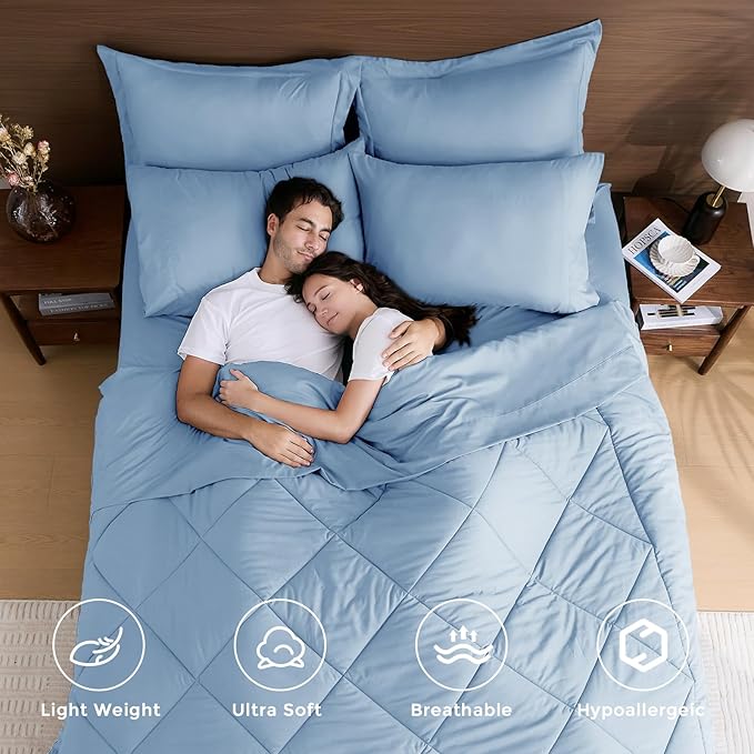 HEVUMYI Light Blue Cali-King Comforter Set - Image 2