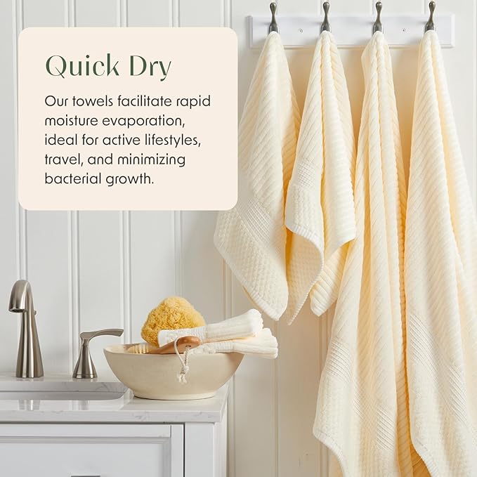 Springtree Home 100% Cotton Bath Towel Set of 4 | Super Soft & Absorbent - Image 3