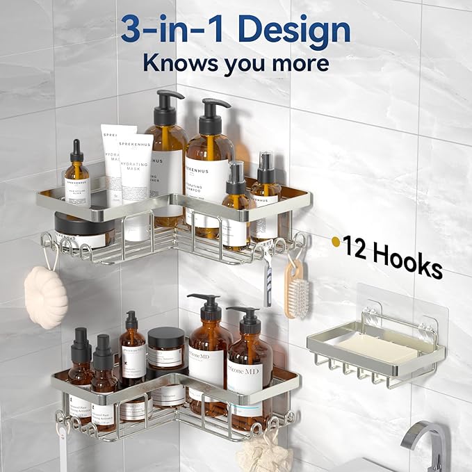 YASONIC Corner Shower Caddy, Rustproof Stainless Steel Bathroom Organizer - Image 5