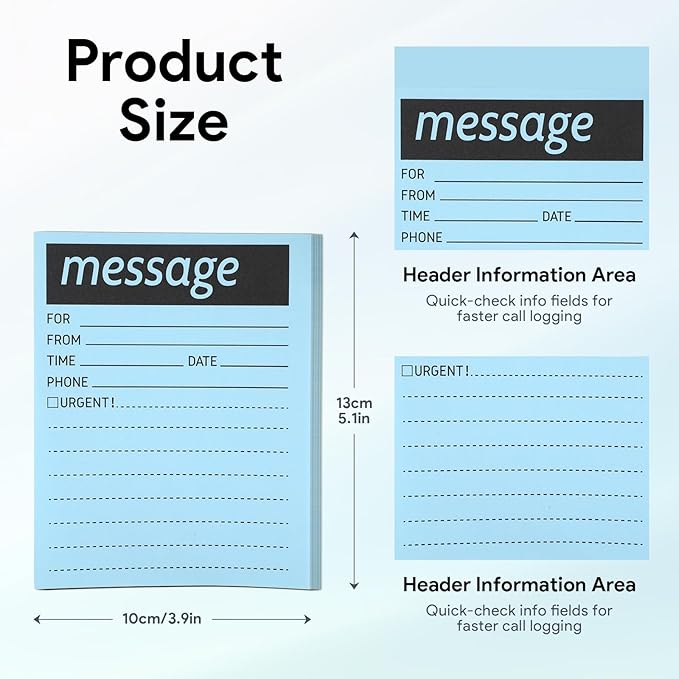 9Pack Phone Message Pads for Office, 4 x 5 Inch Self-Stick Note Pads, While You were Out Message Pad Neon Sticky Notes, Urgent Sticky Note for Work Call, Office Supplies, 50 Sheets/Pack (Style-B)