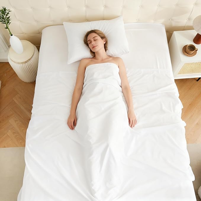 Bulk Twin Flat Sheets Only, Color-Coded Hem Threads, Wrinkle-Free Shrinkage - Image 7