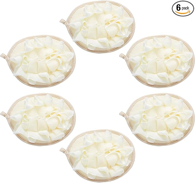 Boao 6 Pcs Bath Shower Pouf Sponge Mesh Pouf Shower Ball Exfoliating Body by Boao