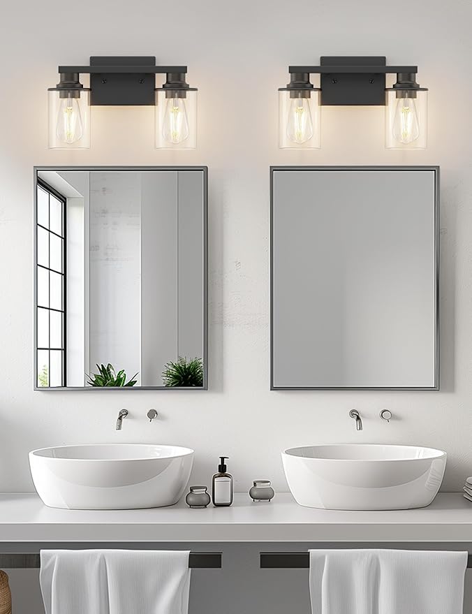L LOHAS LED 2-Light Black Bathroom Light Fixtures, Modern Lighting Fixtures - Image 6
