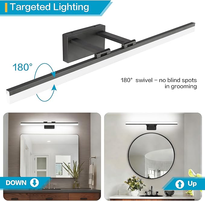 SOLFART Dimmable Matt Black Bathroom Vanity Light Light Fixtures - Image 3