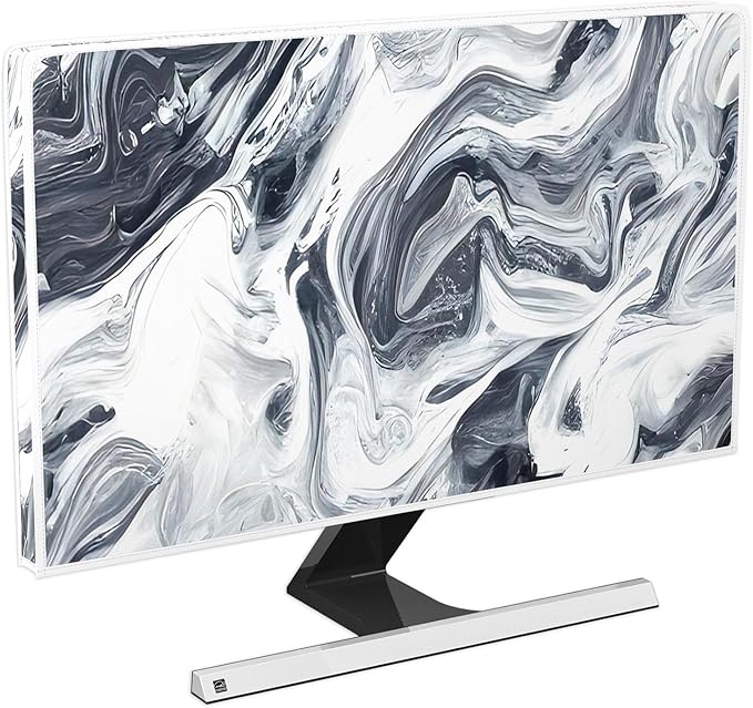 Baocicco Abstract Gray Marble Waterproof 22, 23, 24, 25 Inch Anti-Static Dustproof LCD/LED/HD Dust Proof Monitor Covers for Computer Screen Abstract Modern Computer Decorations for Home Office