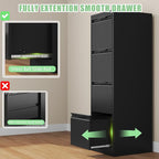 4-Drawer File Cabinet with Lock,Metal Vertical Filing Cabinets for Home Office,Under Desk File Cabinets for Letter/Legal/A4 Size Files,Easy Assemble,Black