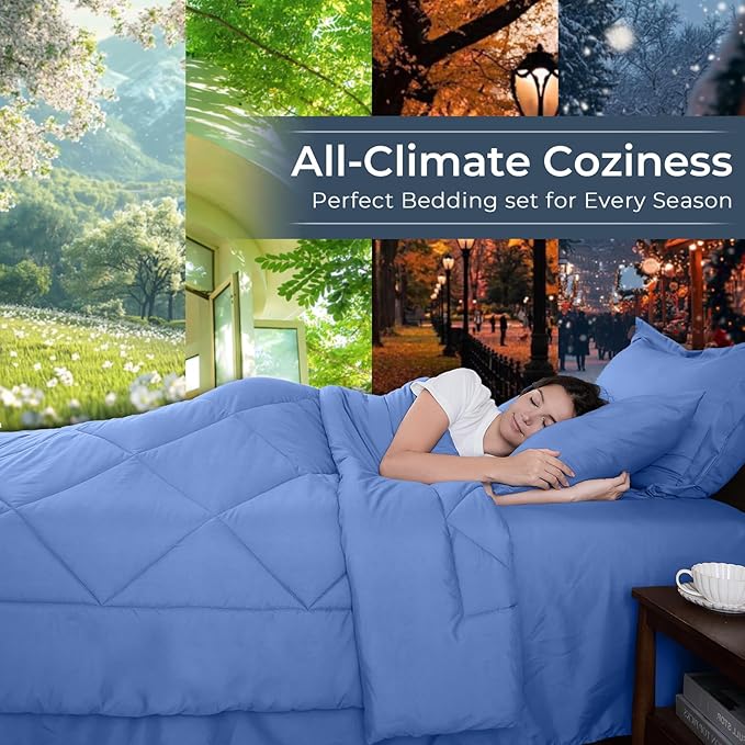 HEVUMYI Royal Blue King Comforter Set - Image 3