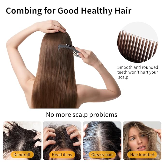 Dandruff Comb Wide Tooth, Stainless Steel Fine Tooth Lice/Psoriasis Scalp Detox - Image 2
