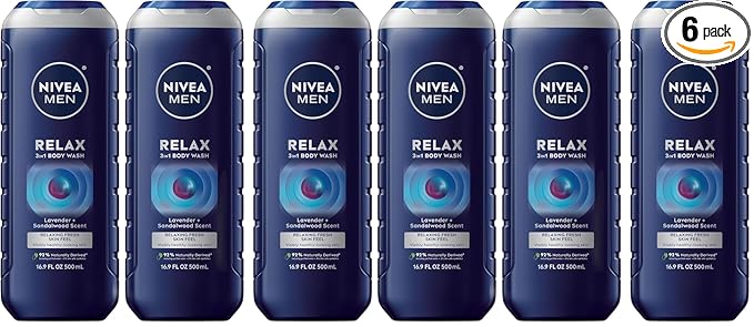 Nivea Men Relax 3-in-1 Body Wash, Lavender and Sandalwood Scented Men's Body by NIVEAMen