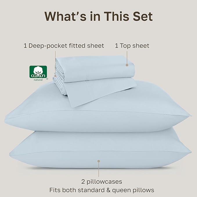 California Design Den Cotton Bed Sheets Queen Size Set - Image 4