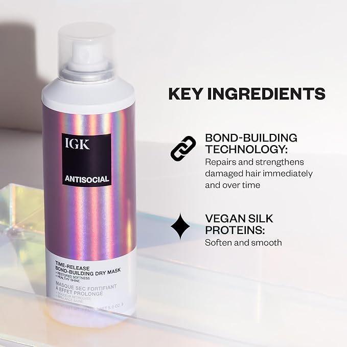 IGK Antisocial Bond-Building Dry Hair Mask, overnight dry hair mask - Image 3