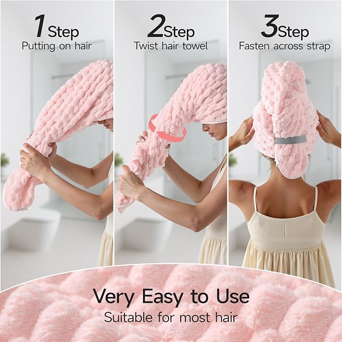 REDKISS Pink Microfiber Hair Towels - Image 3