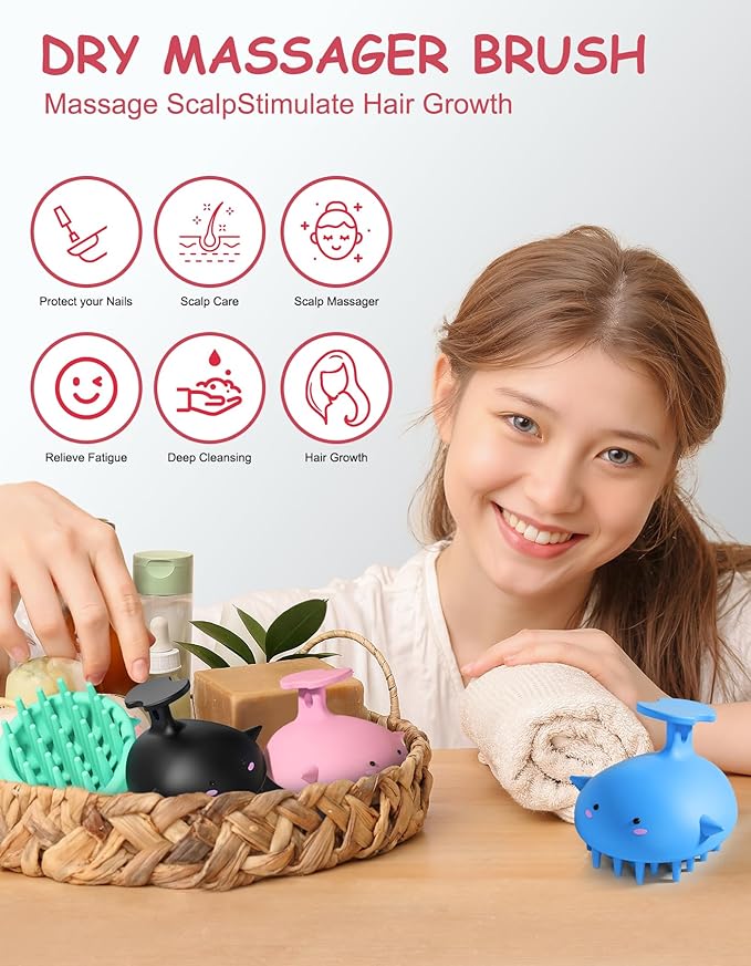 Scalp Massager Hair Growth Shampoo Brush, Silicone Scalp Scrubber Shower Scalp - Image 4