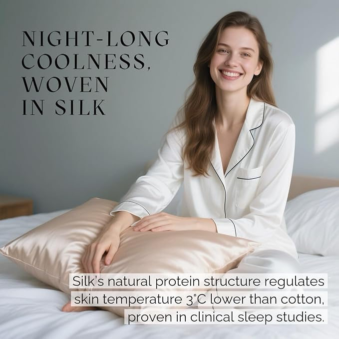 Ravmix Silk Pillow Cases with Zipper, 21momme Mulberry Silk Pillowcase - Image 4