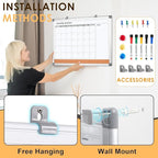 MAKELLO Dry Erase Calendar for Wall 36" x 24", Large Calendar Whiteboard with Cork Board for Office, Home, School, Family, Kitchen and Bedroom, 3' x 2'