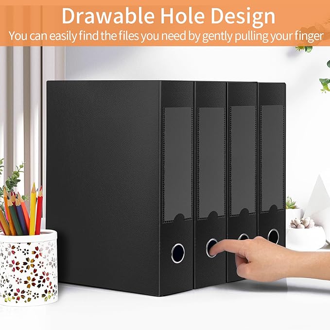 HUA JIE 2 Pack A4 Storage File Boxes Archives Case,65mm Spine,Box File Document Storage Box for Office School -Black