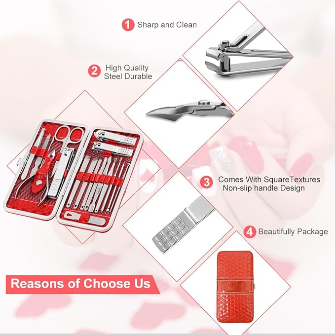Cute Manicure Set for Women, Nail Clipper Grooming Kit for Teen Girls, - Image 4