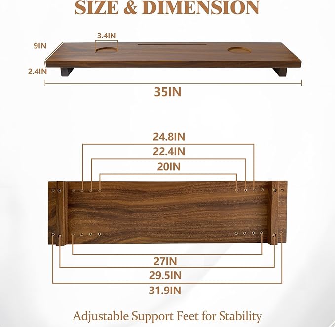 Walnut Bathtub Tray, Luxury Bath Tray - Image 6