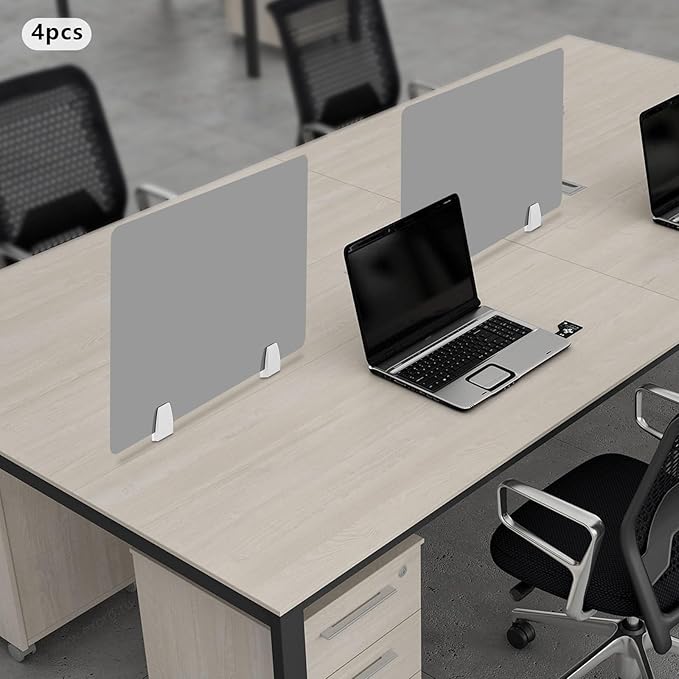 4PCS Desk Dividers Office Partitions,Privacy Desk Panel Protective, Frosted Acrylic with Clamps Classroom Privacy Shield for Offices Schools Call Centers 23.62x15.75in (Grey)