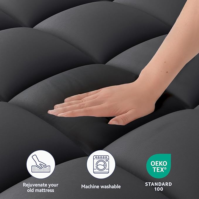 ELEMUSE Full Black Mattress Topper - Image 3