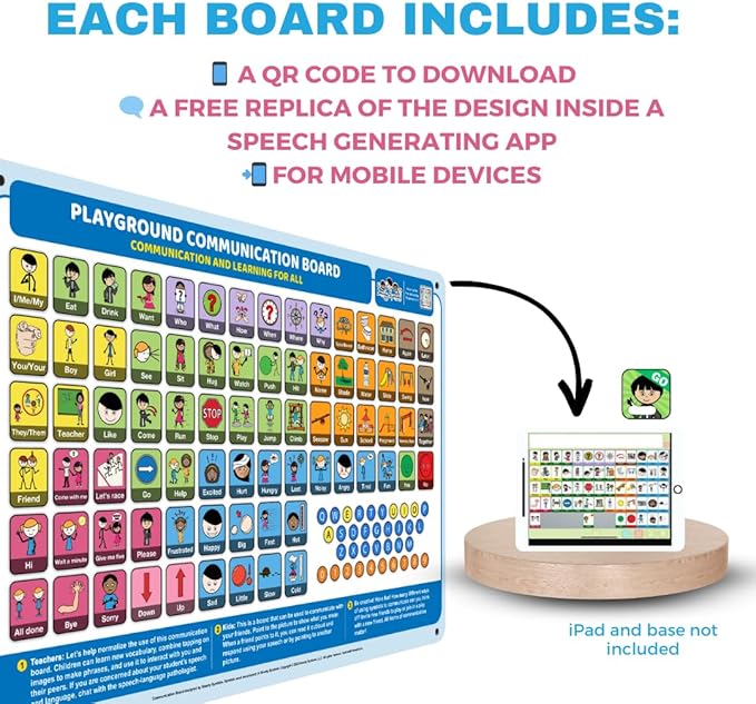 Weather-Proof Aluminum School Playground Communication Board for Autism - Outdoor Inclusive Communication Aid, Lightweight & Durable for Autism & Inclusive Play