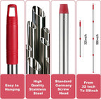 Spin Mop Replacement Handle - 4 Section Mop or Broom Handle/Stick Compatible with O Cedar Spin Mop Refills and Brooms, 30" to 59", Germany Screw Joint (Mop Head Not Included)