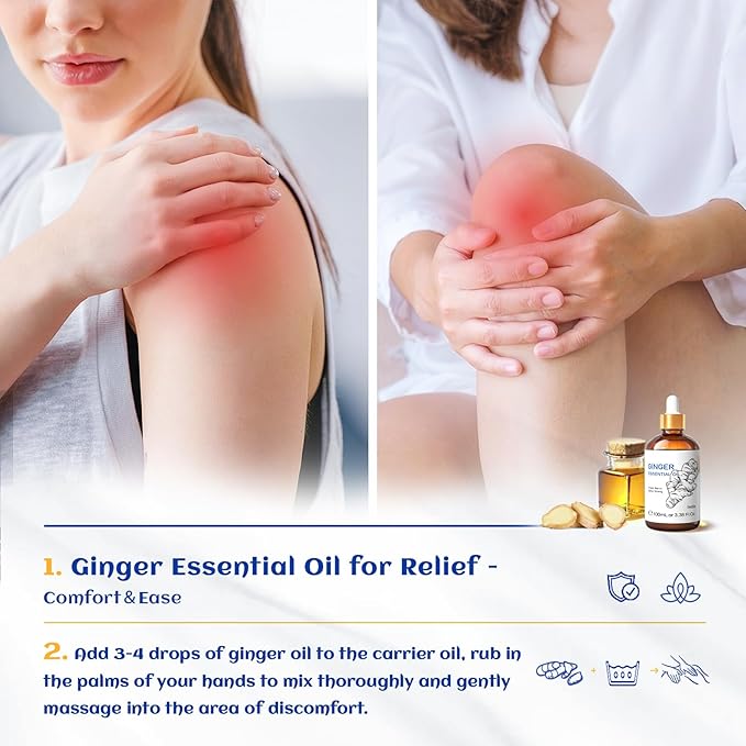 HIQILI Pure Ginger Essential Oil 3.38 Fl Oz, Pure Natural Premium Ginger Oil - Image 3