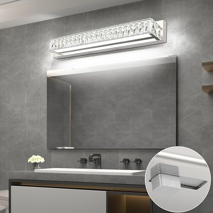 ZUZITO 30in LED Bathroom Lights Over Mirror Modern Crystal Vanity Lights Bar - Image 5