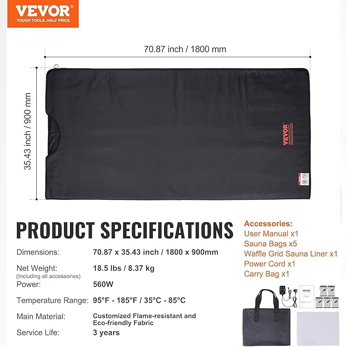 VEVOR Sauna Blanket for Detoxification, Portable Far Infrared Sauna for Home - Image 2