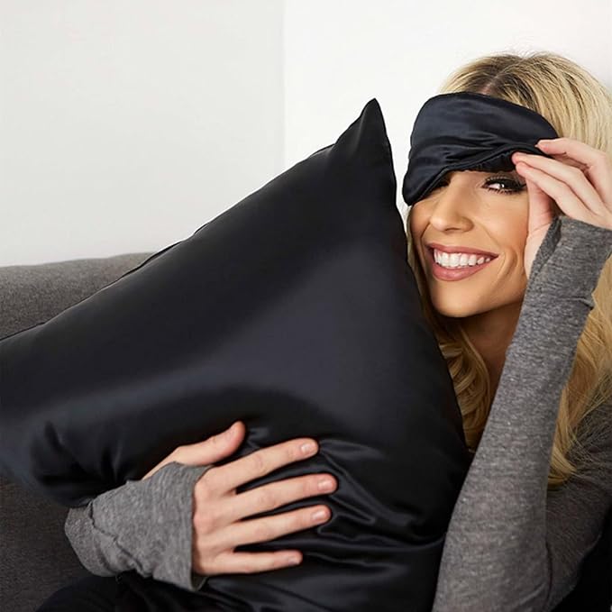 Hypoallergenic Pillow Case Made in USA, Premium Black Silk Pillow Cases - Image 2