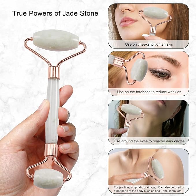 Jade Roller for Face, Facial Roller Massager Skin Care Tool, Gua Sha Facial - Image 4