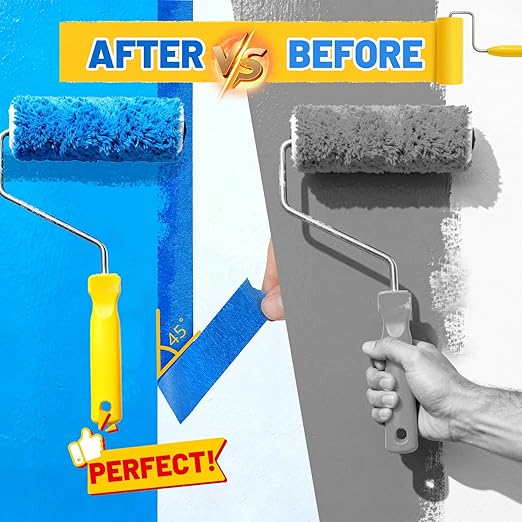 Aheroi Painters Masking Tape, 120℃/24 Rolls Blue Painting Tape Automotive Masking Tape Bulk (1320yd=24*1in*55yd), Multi-Purpose Thin Painter's Tape for Home Auto Paint Craft DIY, Construction Site Use