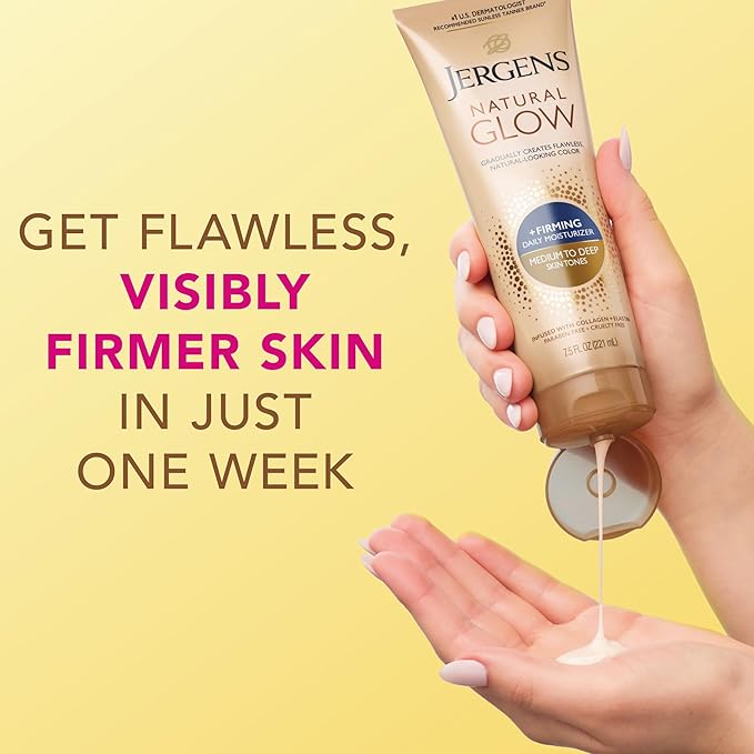 Jergens Natural Glow +Firming Self Tanner Body Lotion, Medium to Deep Skin Tone - Image 6