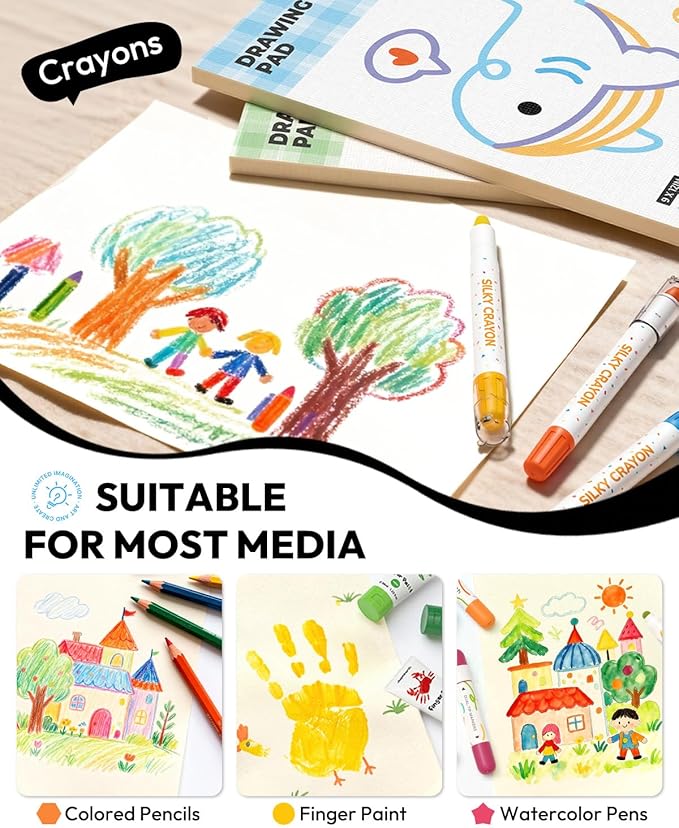 JUPITEARTH Sketch Pads, 2-Pack 50 Sheets 9x12 Inch Drawing Pad, Acid-Free Thickened Glue-Bound Sketchbook, Art Supplies, Drawing Paper for Coloring Painting for School