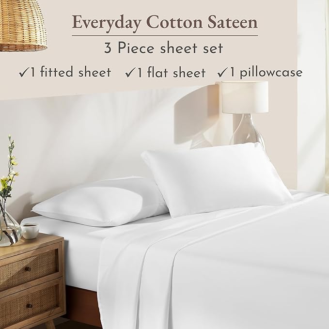 California Design Den Natural 100% Cotton Sheets Twin XL Size Set - Image 4