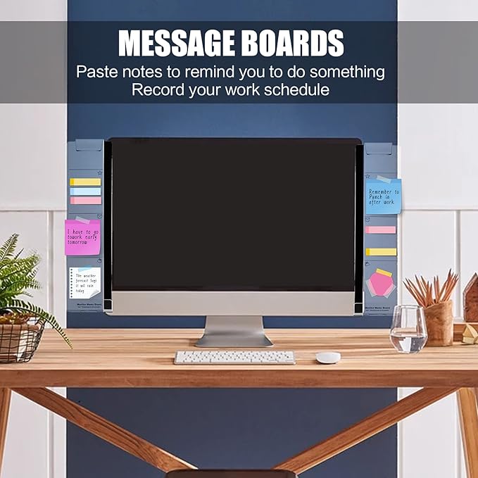 Office Desk Accessories 2pcs Multifunction Computer Monitor Memo Board - Office Supplies for Women Men Computer Sticky Note Holder Home Decor (Monitor Memo Board with Clip)