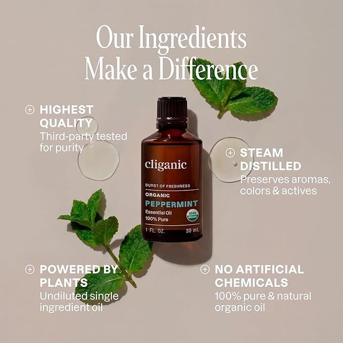 Cliganic Organic Peppermint Essential Oil, 1oz - Image 2