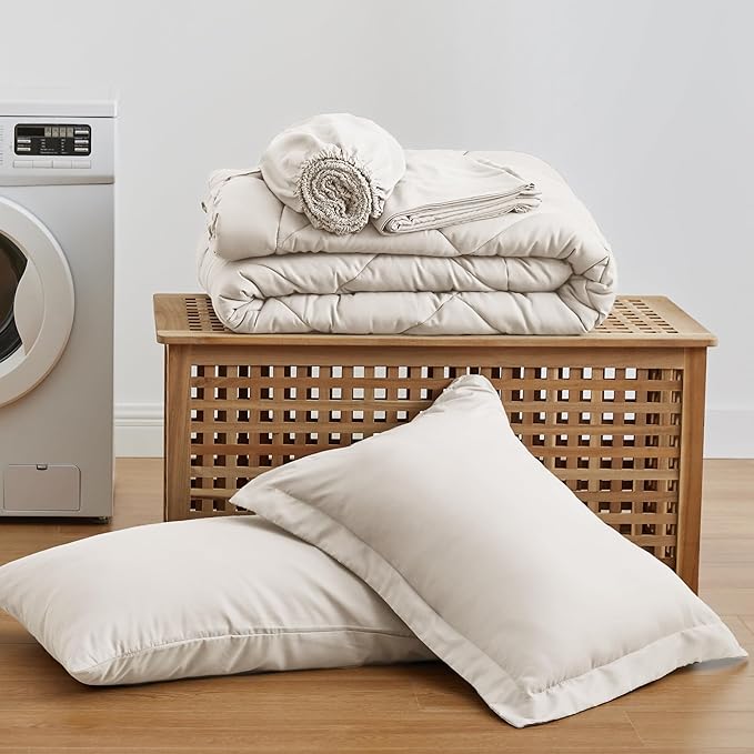 Love's cabin Twin Comforter Set Off White, 5 Pieces Twin Bed in a Bag, All - Image 6