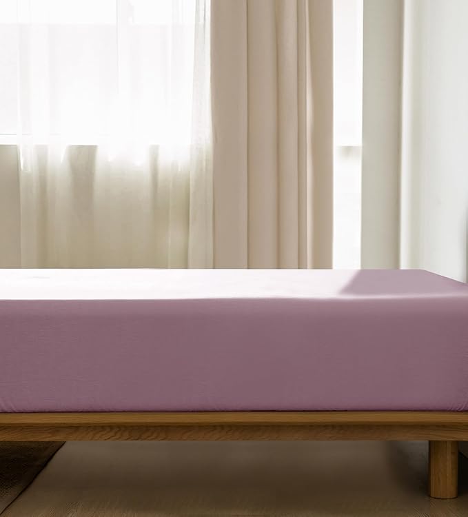 MooMee Fitted Bottom Sheet Only 100% Washed Cotton Linen Like Textured - Image 3