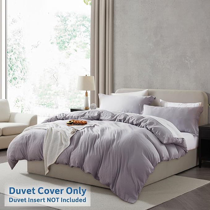 Nestl Grey Lavender Duvet Cover Queen Size - Image 2